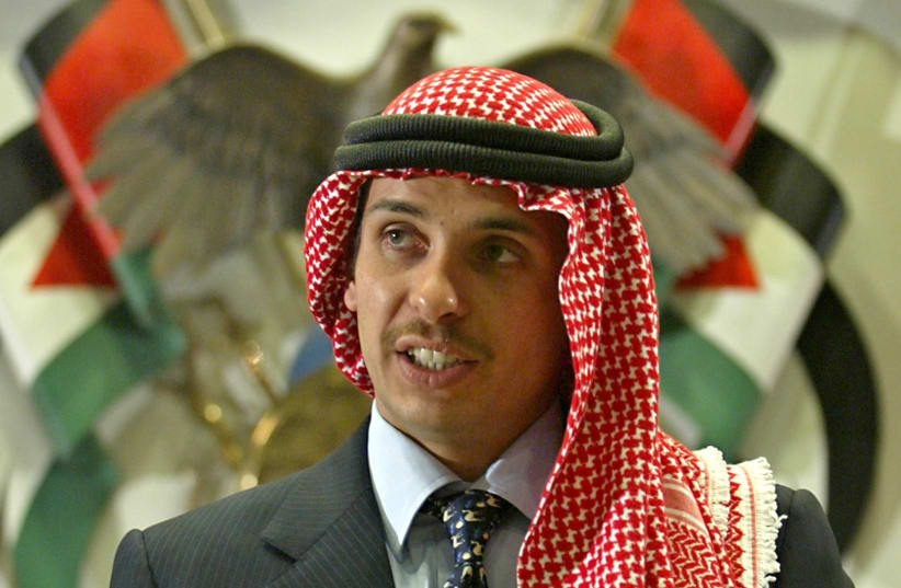 Jordan's Crown Prince Hamza bin Hussein delivers a speech in Amman (photo credit: REUTERS)