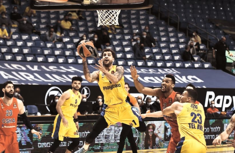 vWHILE SCOTTIE WILBEKIN (center) and Maccabi Tel Aviv provided some Euroleague highlights this season, the overall results fell well short of expectations.  (photo credit: DOV HALICKMAN PHOTOGRAPHY)
