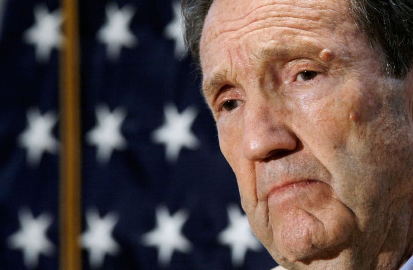 Former US attorney-general Ramsey Clark holds a discussion on the probability of a death or life sentence for Saddam Hussein in Washington October 5, 2006. (photo credit: JIM YOUNG/REUTERS)