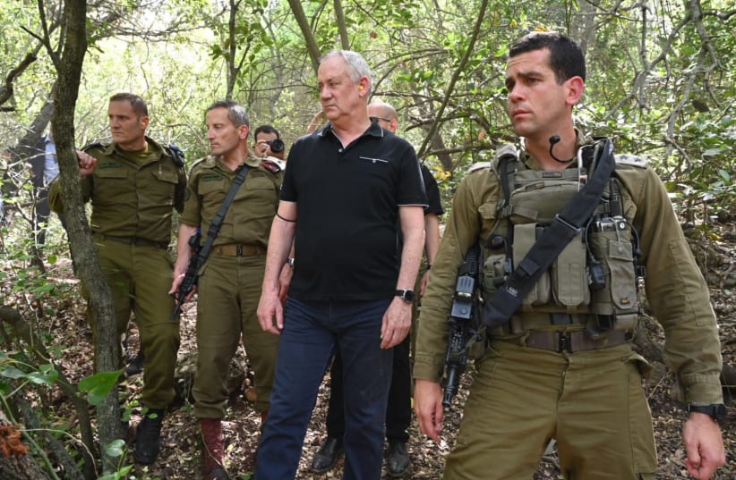 Defense Minister Benny Gantz tours IDF's Northern Command in April 2021. (photo credit: ARIEL HERMONI / DEFENSE MINISTRY)