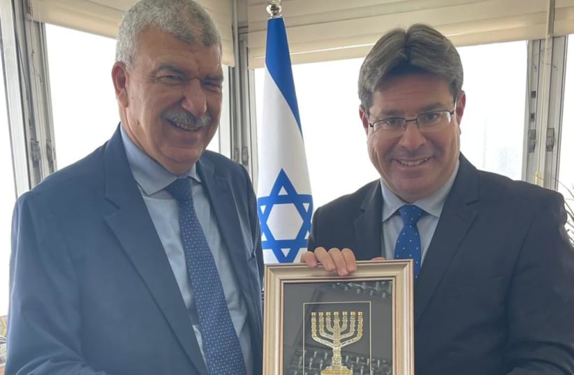 Israel's Regional Cooperation Minister Ofir Akunis met with Abdel Rahim-Biod to discuss Morocco/ Israel peace agreement, April 20, 2021. (photo credit: Courtesy)