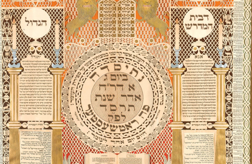 Memorial Tablet and Omer Calendar (Google Art Project.jpg) by Baruch Zvi Ring (circa 1872 -1927) (photo credit: WIKIPEDIA)