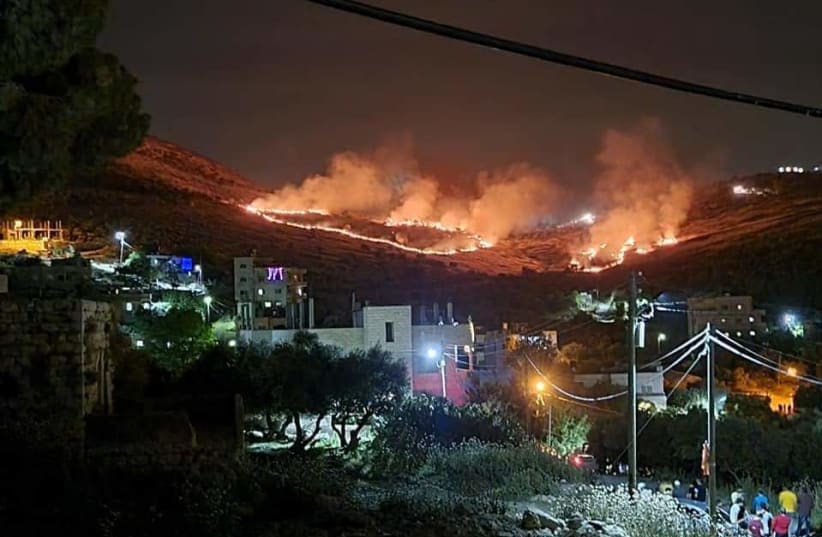 The fires near Burin (photo credit: B'TSELEM)