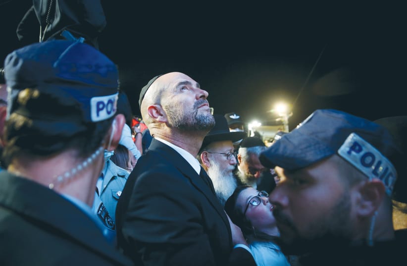 PUBLIC SECURITY MINISTER Amir Ohana – at celebrations on Mount Meron last month – declared himself responsible, but not guilty for the tragedy there. (photo credit: DAVID COHEN/FLASH 90)