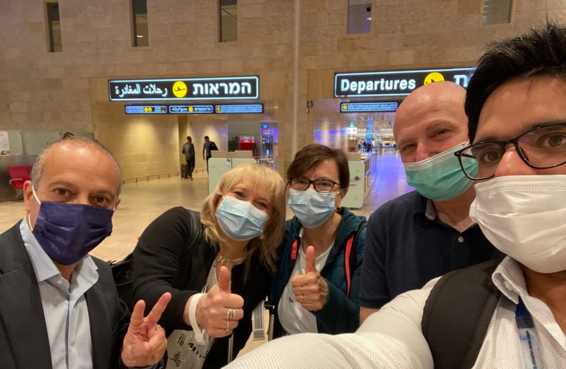 Hadassah-University Medical Center doctors fly to Argentina on May 7, 2021 (photo credit: COURTESY HADASSAH)