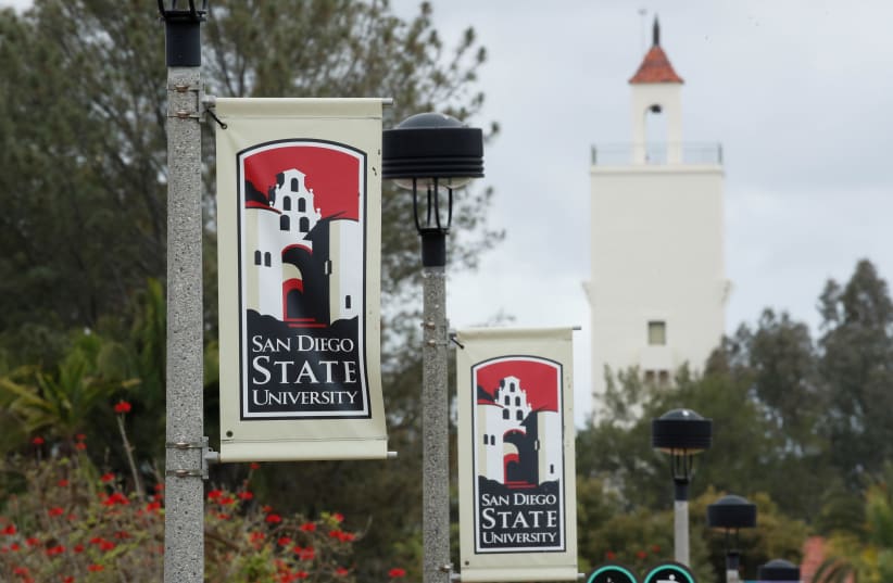 San Diego State University campus is shown after the 23 Campuses of California State University system announced the fall 2020 semester will be online, affecting hundreds of thousands of students, during the outbreak of the coronavirus disease (COVID-19) in San Diego, California, US, May 13, 2020. (photo credit: REUTERS/MIKE BLAKE)
