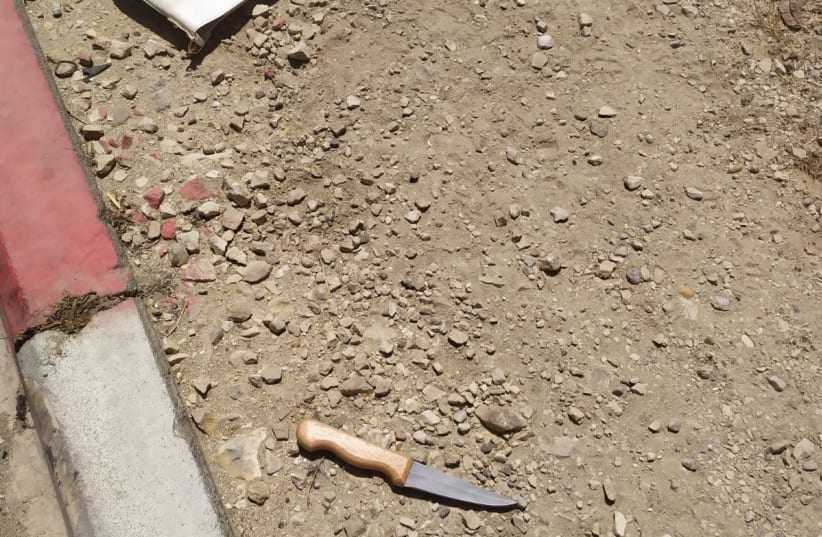 The knife used in an attempted terror attack in the West Bank, on May 11, 2021. (photo credit: Courtesy)