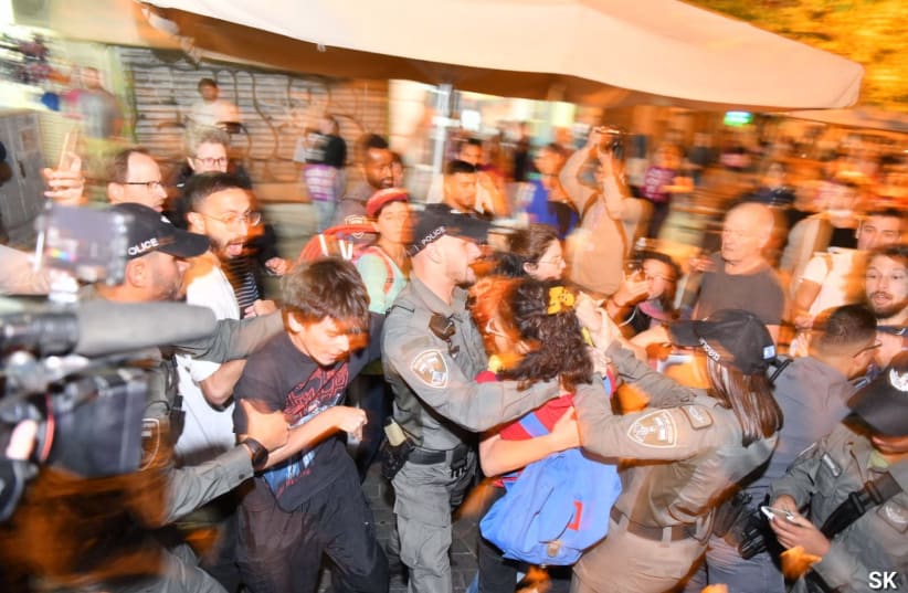 Pro-peace demonstrators arrested in Jerusalem on Saturday night, May 15th 2021 (photo credit: SK)