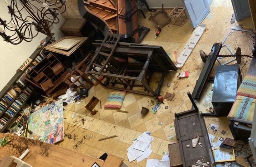 An inside view of the Arabesque Hotel which was broken into and destroyed by rioters amid ongoing violence in the Old City of Acre (photo credit: Courtesy)