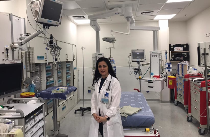 Dr. Shaden Salameh-Youssef at the Hadassah-University Medical Center in Jerusalem's Mount Scopus Emergency Medicine Department. (photo credit: ROSSELLA TERCATIN)