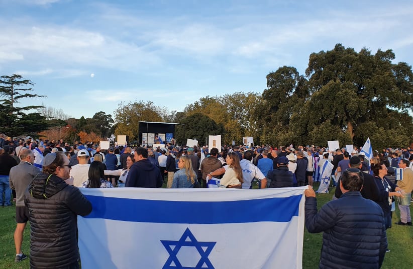 Solidarity rallies in Australia following Israel-Gaza violence (photo credit: BREN CARLILL)