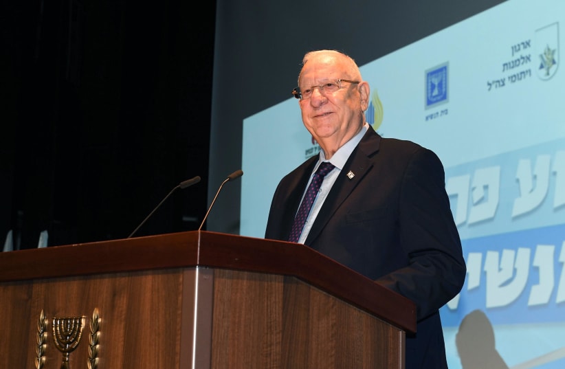 President Reuven Rivlin is seen at a farewell gathering as his term nears its end. (photo credit: MARK NEYMAN/GPO)