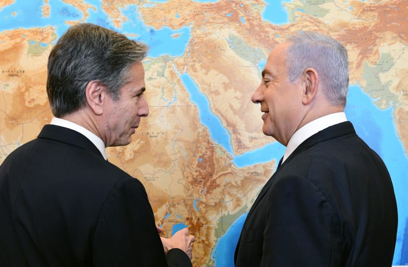 US Secretary of State Antony Blinken meets with Prime Minister Benjamin Netanyahu, May 25, 2021 (photo credit: HAIM ZACH/GPO)