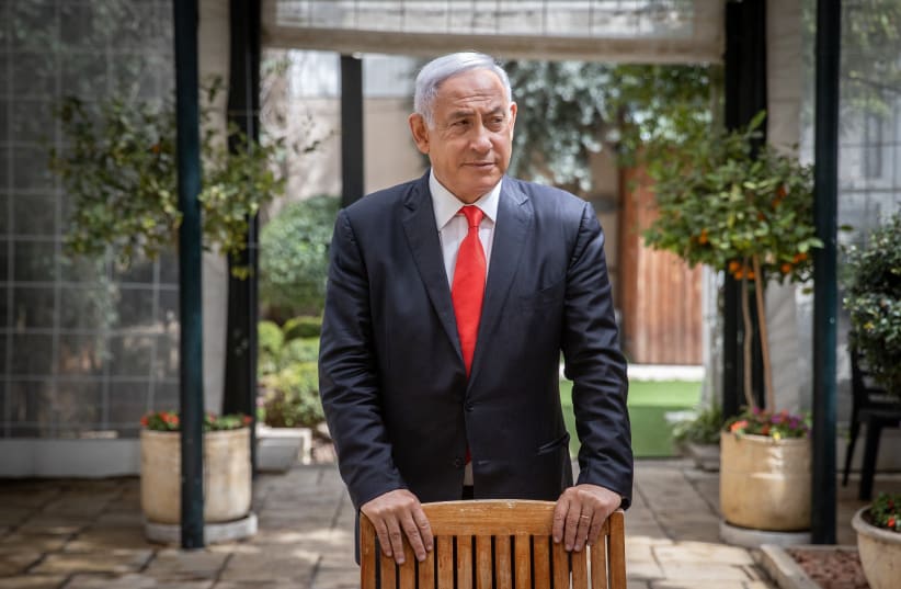 Portrait of Prime Minister Benjamin Netanyhu at his residence in Jerusalem, on March 18, 2021.  (photo credit: YONATAN SINDEL/FLASH 90)