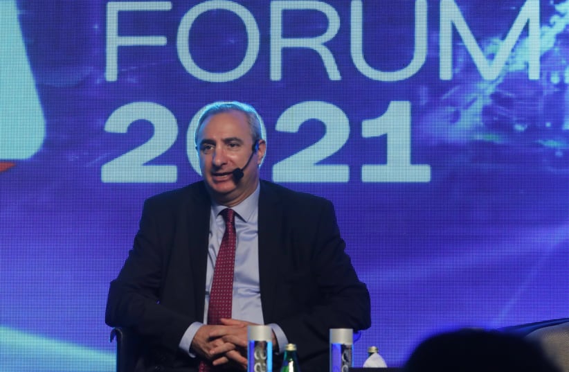 Eitan Naeh, Israeli Ambassador to the United Arab Emirates, speaks at the Global Investment Forum (photo credit: MARC ISRAEL SELLEM)