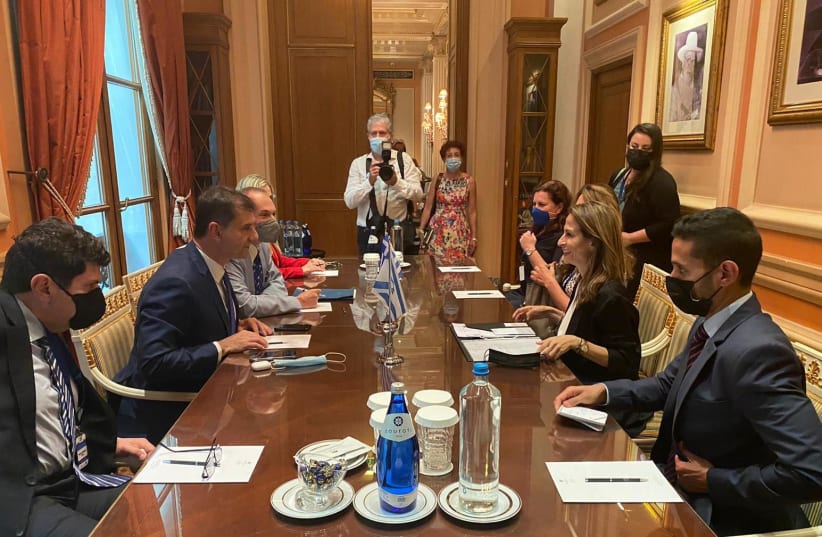 Tourism Minister Orit Farkash-HaCohen meeting with her Greek counterpart in Athens. (photo credit: TOURISM MINISTRY)