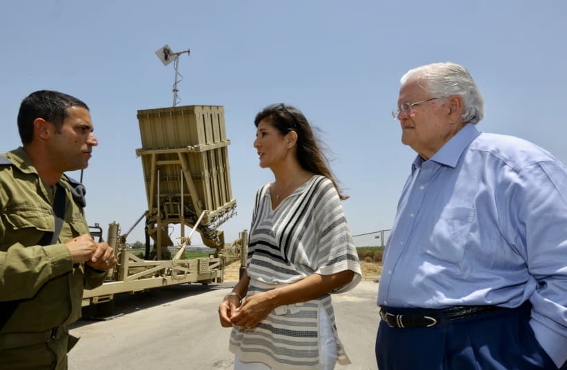 VIEWING THE Iron Dome with CUFI founder Pastor John Hagee.  (photo credit: OREN COHEN/CUFI)