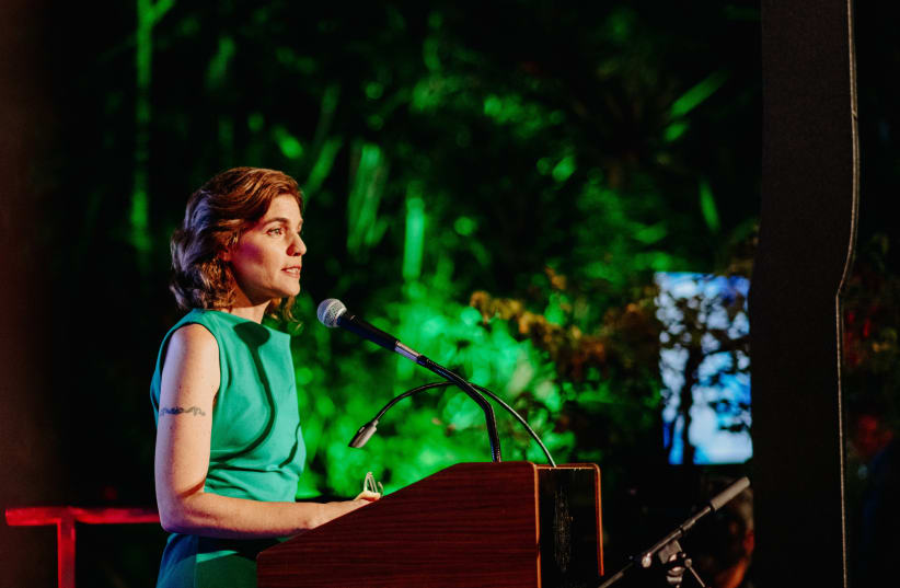 Environmental Protection Minister Tamar Zandberg speaking at an event celebrating the Queen's birthday. (photo credit: BEN KELMER COURTESY OF THE BRITISH EMBASSY OF ISRAEL)
