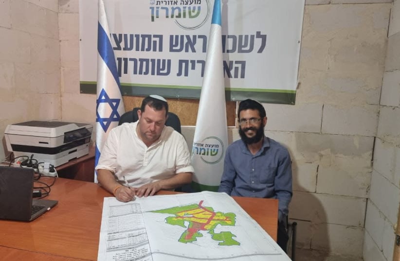 The Samaria Regional Council has submitted a master plan to the Civil Administration for the West Bank Evyatar outpost, so that it can be authorized as new neighborhood of the Kfar Tapuach settlement.  It's the latest in a series of steps settler have taken to stave off the pending eviction fo the o (photo credit: Courtesy)