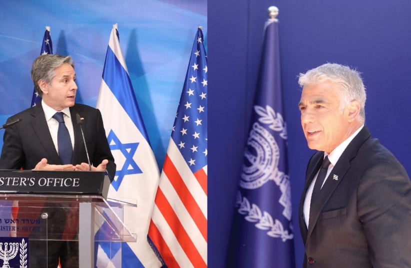 FOREIGN MINISTER Yair Lapid arrives at the President’s Residence on Sunday, June 17, 2021 and US Secretary of State Antony Blinken meets with Prime Minister Benjamin Netanyahu, May 25, 2021. (photo credit: MARC ISRAEL SELLEM/THE JERUSALEM POST)