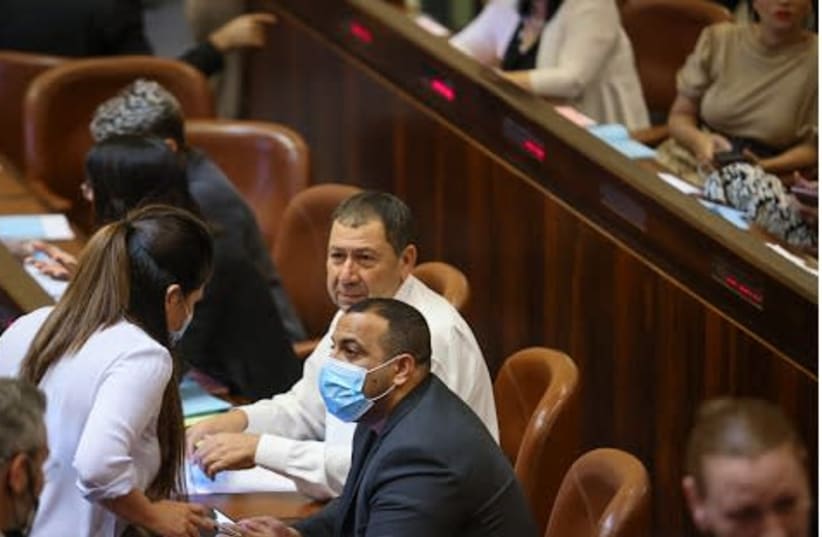 Yamina MK Abir kara in the Knesset plenum right after the vote, July 1, 2021.  (photo credit: screenshot)