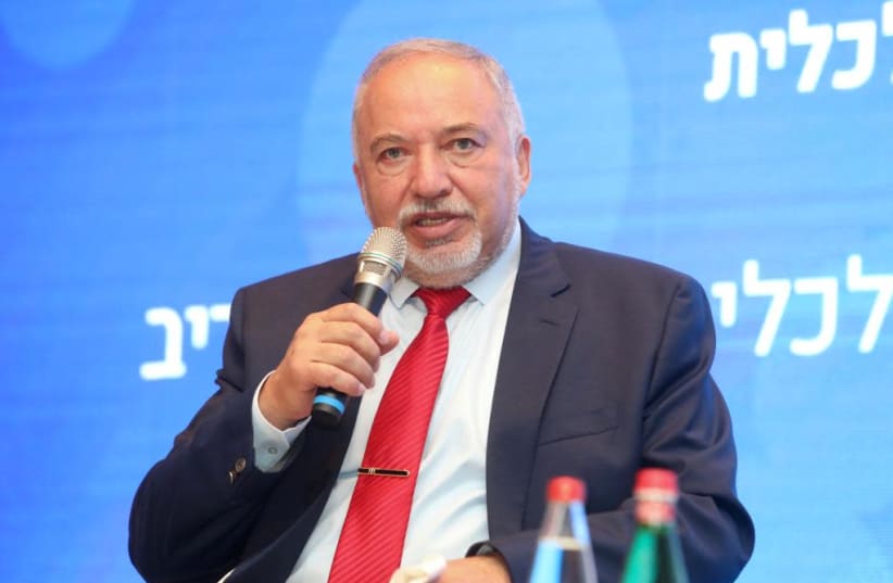 Finance Minister Avigdor Liberman at the conference for the Institute of Certified Public Accountants. (photo credit: NIV KANTOR)