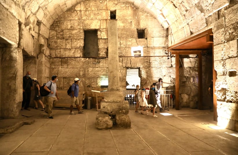 Remains of the magnificent 2000-year-old building recently excavated and due to be opened to the public (photo credit: MARC ISRAEL SELLEM/THE JERUSALEM POST)