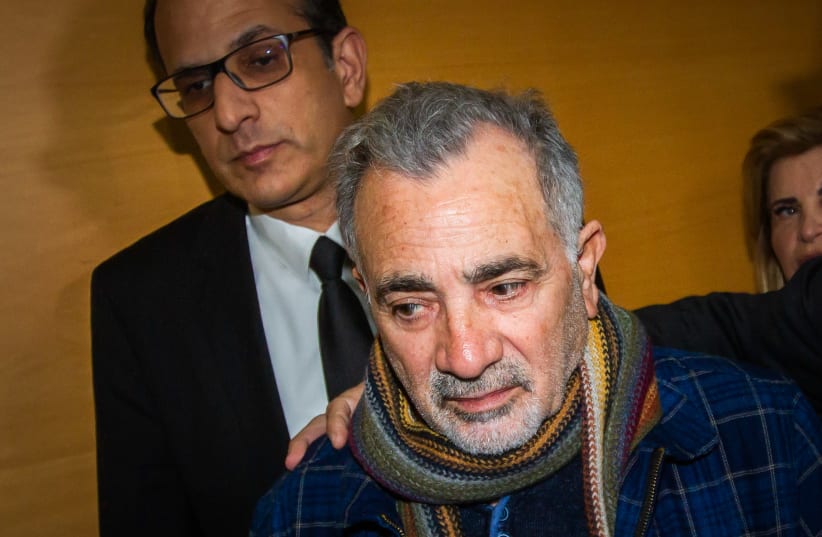 Israeli actor Moshe Ivgy arrives to the Haifa Magistrate's Court for the verdict in his trial on suspicion of four counts of indecent assault and three offenses of sexual harassment, January 9, 2020. Photo by Flash90 (photo credit: FLASH90)