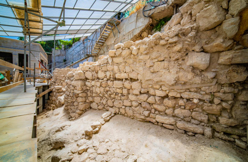 The section of the wall that was exposed. (photo credit: KOBI HARATI/CITY OF DAVID)