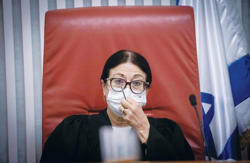 SUPREME COURT Chief Justice Ester Hayut presides over a hearing in Jerusalem in May. (photo credit: YONATAN SINDEL/FLASH90)
