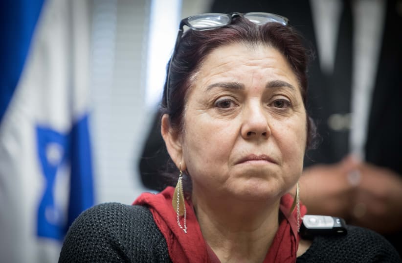 Ilana Rada, mother of Tair Rada attends a faction meeting of Yisrael Beytenu party in 2018 (photo credit: NOAM REVKIN FENTON/FLASH90)