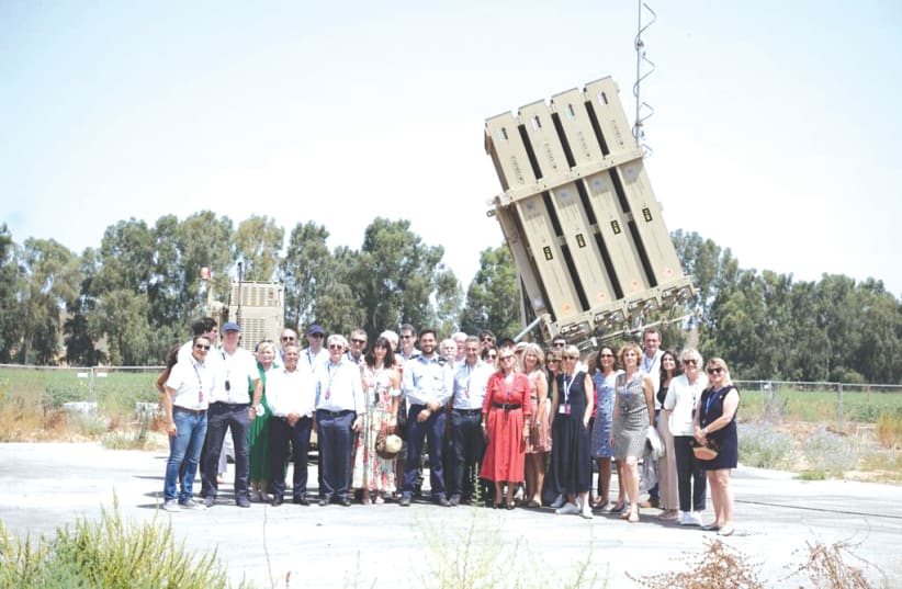 FRENCH PARLIAMENTARY delegation at an iron dome site in the south (photo credit: HANAN BAR ASSOULINE)