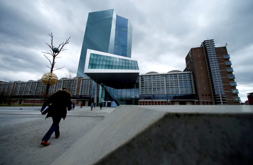 EUROPEAN CENTRAL Bank   headquarters, Frankfurt. The  author’s grandfather jumped  off a building to his death after  a post-World War II return to  Germany, where he had grown  up. (photo credit: RALPH ORLOWSKI/REUTERS)