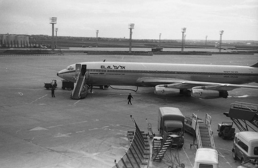 El Al Boeing 707 at Orly Airport circa 1965 (photo credit: Wikimedia Commons)