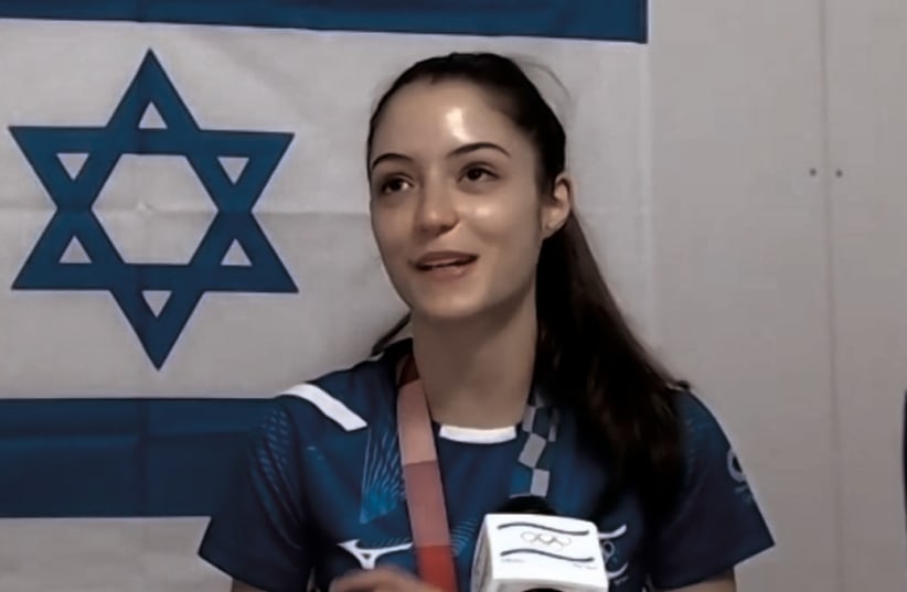 AVISHAG SEMBERG, who won a Taekwondo bronze medal in Tokyo on Saturday, speaks to the Israeli media on a Zoom conference Sunday morning. (photo credit: OLYMPIC COMMITTEE OF ISRAEL)