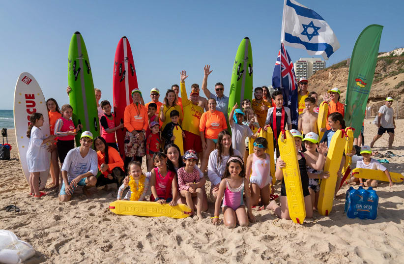 Australian ambassador Paul Griffiths and Israel Life Saving Federation team, World Drowning Prevention Day 2021, Herzliya (photo credit: ISRAEL LIFE SAVING FEDERATION (ILSF))