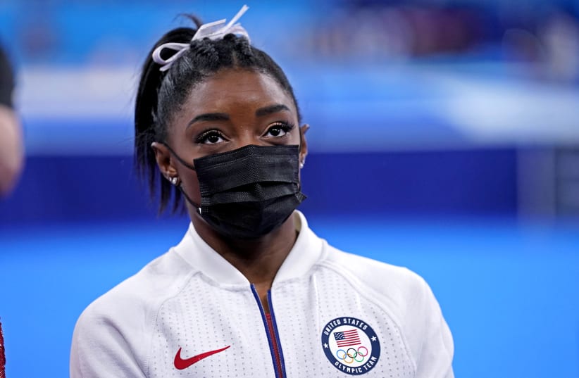Simone Biles after pulling out of the Olympics (photo credit: REUTERS)