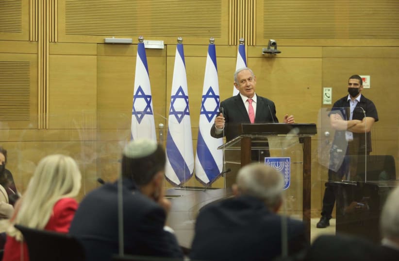 BENJAMIN NETANYAHU at a Knesset meeting, August 2nd, 2021 (photo credit: MARC ISRAEL SELLEM)