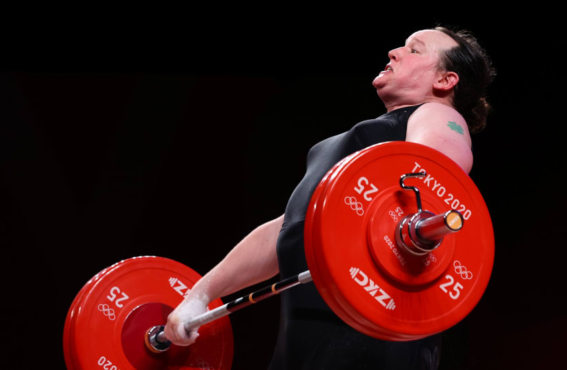 Tokyo 2020 Olympics - Weightlifting - Women's +87kg - Group A - Tokyo International Forum, Tokyo, Japan - August 2, 2021. Laurel Hubbard of New Zealand in action.  (photo credit: REUTERS/EDGARD GARRIDO)