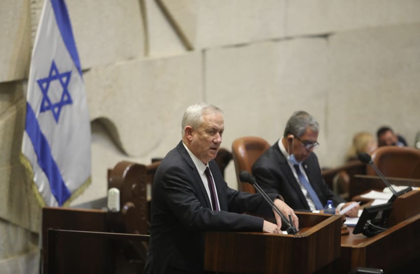  Defense Minister Benny Gantz at the Knesset, August 2, 2021. (photo credit: MARC ISRAEL SELLEM)