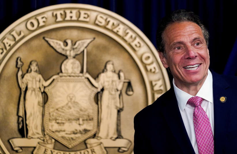 New York Governor Andrew Cuomo speaks during a news conference, in New York, U.S., May 10, 2021. (photo credit: REUTERS)