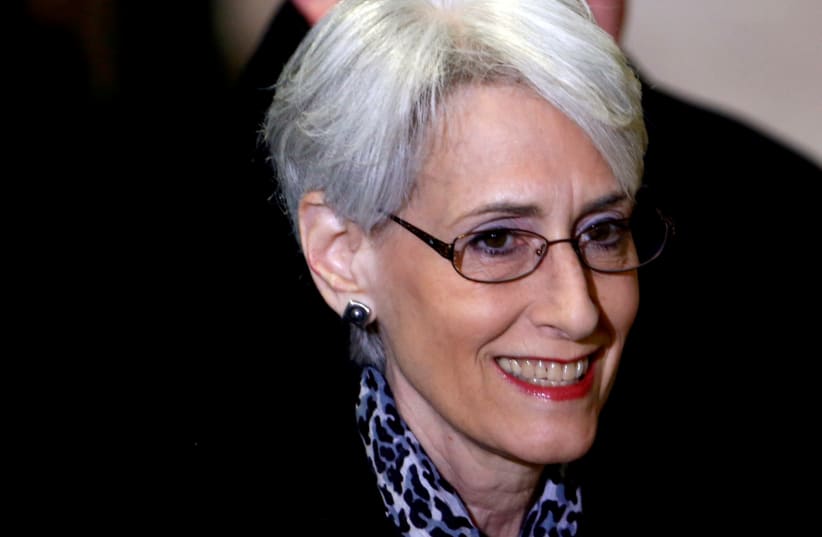Wendy Sherman arrives for a meeting on Syria at the United Nations European headquarters in Geneva February 13, 2014.  (photo credit: REUTERS/DENIS BALIBOUSE)