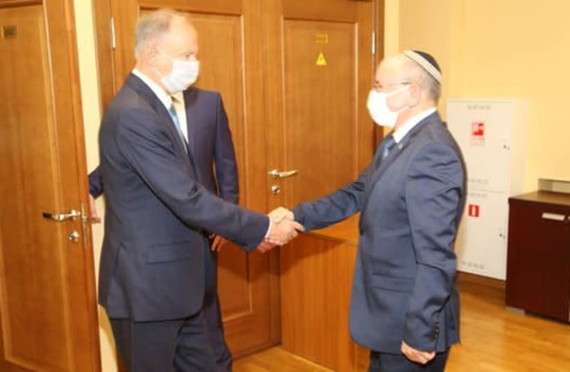 Meir Ben Shabbat and Nikolay Patrushev meet (photo credit: SECURITY COUNCIL OF THE RUSSIAN FEDERATION)