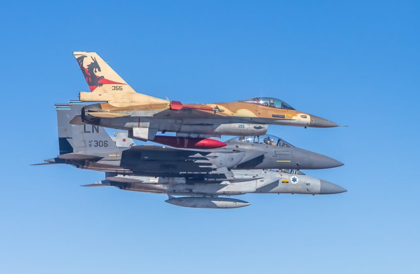 Israeli Air Force pilots flew alongside their United States counterparts (photo credit: IDF SPOKESPERSON'S OFFICE)