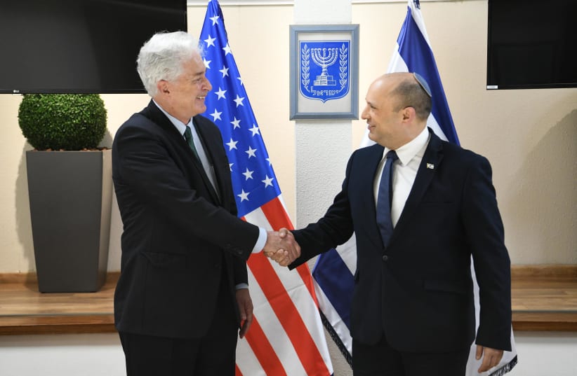 PM Naftali Bennett's meeting with director of the CIA (photo credit: AMOS BEN GERSHOM, GPO)