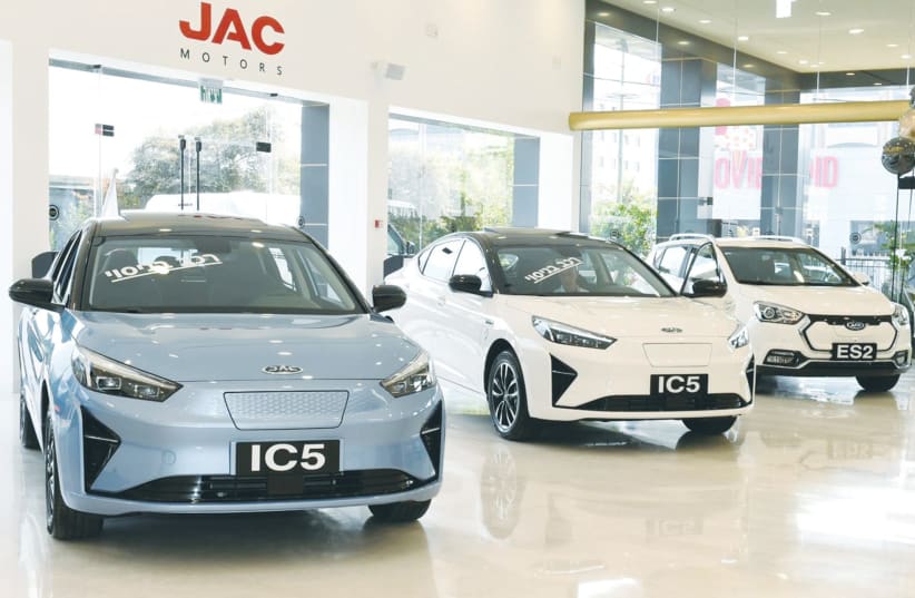  VEHICLES MADE by JAC Motors are displayed in an auto showroom. (photo credit: Moran Bitan)