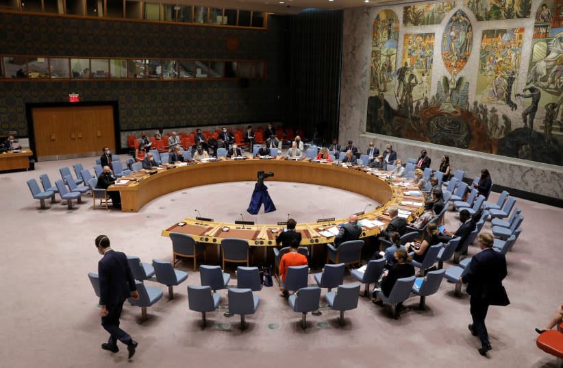  The United Nations Security Council meets regarding the situation in Afghanistan in at the United Nations in New York City. (photo credit: ANDREW KELLY / REUTERS)