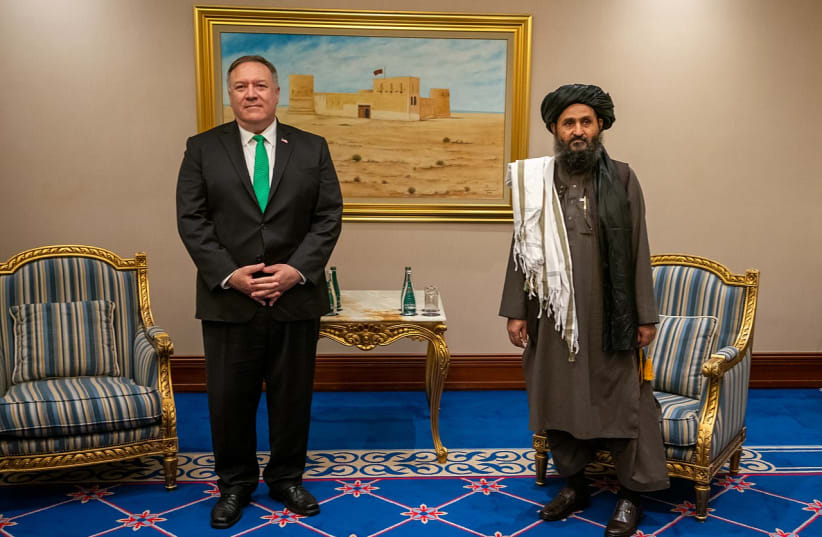  U.S. Secretary of State Michael R. Pompeo meets with the Taliban Delegation in Doha, Qatar, on September 12, 2020. (photo credit: RONNY PRZYSUCHA)