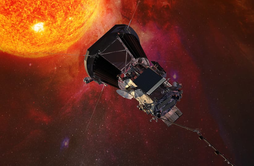  An artist's rendition of the Parker Probe as it approaches the Sun. (photo credit: NASA/John Hopkins/APL/Steve Gribben)