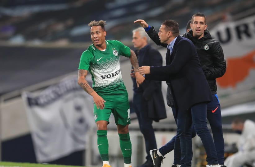   TJARRON CHERY was once again the star for Maccabi Haifa, scoring a pair of goals in the Greens’ 3-3 Conference League first-leg draw against Neftci Baku in Azerbaijan.  (photo credit: REUTERS)